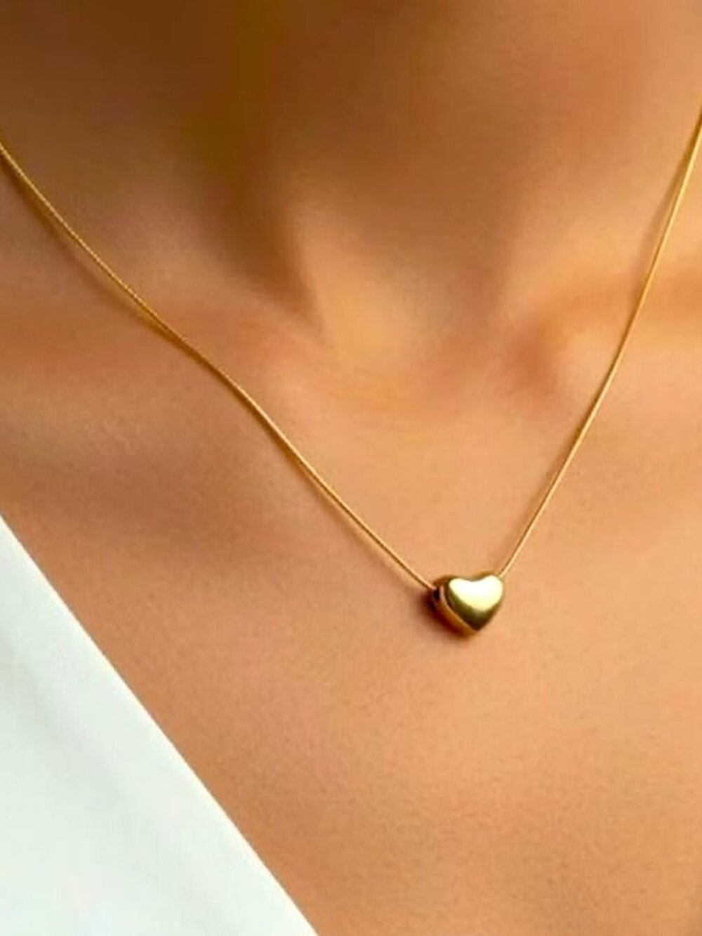 Heart Pendant Necklace 18K Gold PVD Finish  Hypoallergenic Love Romantic NEW